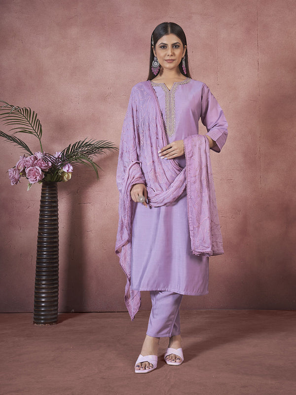 Lavendar Art Silk Pant Suit Acy8328